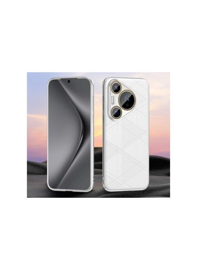 general Case Compatible with Huawei Pura 70 Pro Case Luxurious Leather Textile Pattern PC Back Cover for Huawei Pura 70 Pro 5G Shockproof Bumper - Image 1