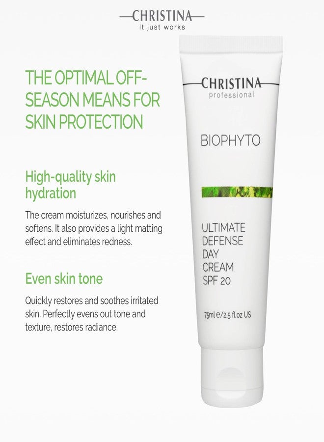 -CHRISTINA- Christina Bio Phyto Ultimate Defense Day Cream Moisturizer with SPF 20-75 ml - Broad Spectrum UVA/UVB Protection Facial Moisturizer with Hyaluronic Acid & Vitamin B12- For Normal & Combination Skin - Image 2