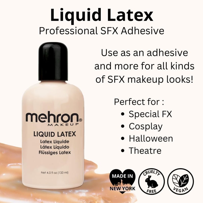 Mehron Makeup Liquid Latex (4.5 oz) (Light Flesh) - Image 2