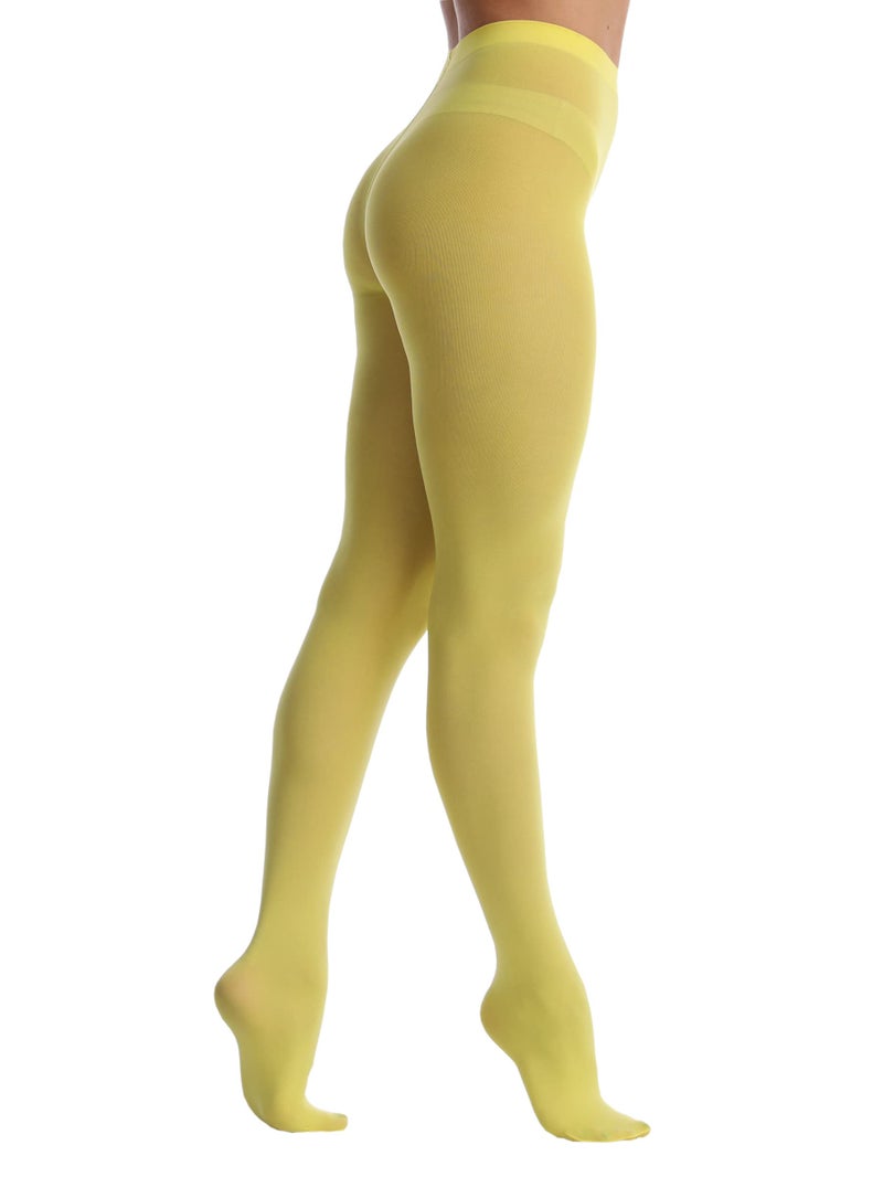 EVERSWE Women's 80 Den Soft Opaque Tights, Women's Tights (Large-X-Large, Yellow) - Image 2