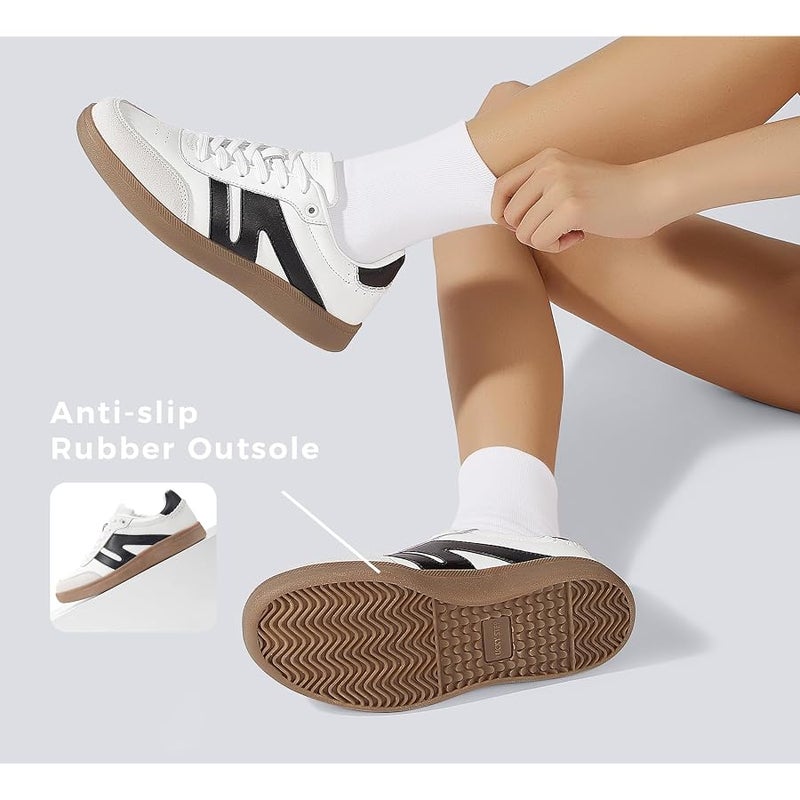LUCKY STEP لاكي-ستيب أحذية رياضية عصرية للنساء بتصميم كلاسيكي عتيق بنعل مطاطي أزياء، حذاء رياضي كاجوال للتنس والتزلج من الجلد الطبيعي، حذاء للمشي مضاد للانزلاق للتدريب - Image 5