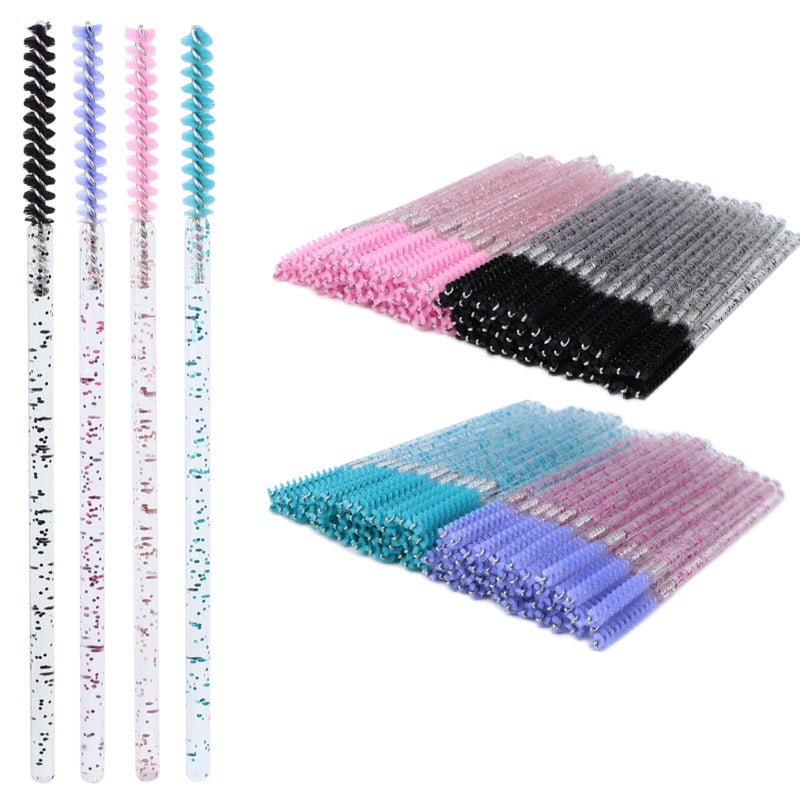 200pcs Disposable Skinny Mascara Wands Mini Crystal Eyelash Brushes Thin Mascara Wands Micro Brush Lash Extension Supplies Lashes Extension ToolsSkinny4colors