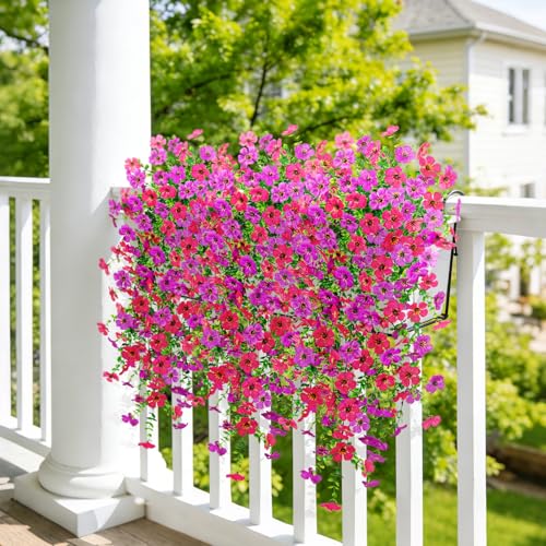 ADXORA Fake Artificial Hanging Flowers for Outdoor Spring Decor 2PCS Faux Silk Flowers Plants for Outdoor Outside Planter UV Resistant Daisy for Porch Front Door Patio Balcony Yard Decor - Image 5