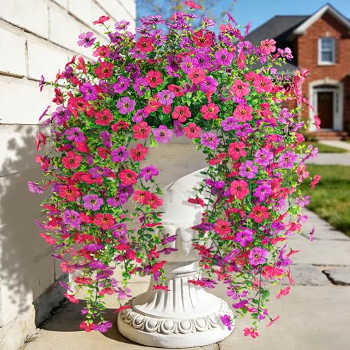 ADXORA Fake Artificial Hanging Flowers for Outdoor Spring Decor 2PCS Faux Silk Flowers Plants for Outdoor Outside Planter UV Resistant Daisy for Porch Front Door Patio Balcony Yard Decor - Image 1