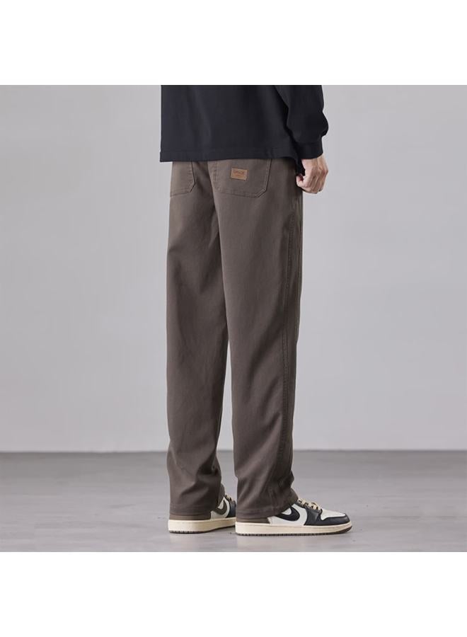 Dingfengbaoluo Men's Straight-leg Pants Autumn Winter Loose Comfortable Solid Color Casual Sports Trousers Xyy29jr Coffee M - Image 2