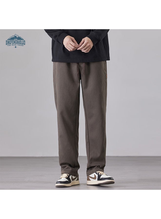 Dingfengbaoluo Men's Straight-leg Pants Autumn Winter Loose Comfortable Solid Color Casual Sports Trousers Xyy29jr Coffee M - Image 1