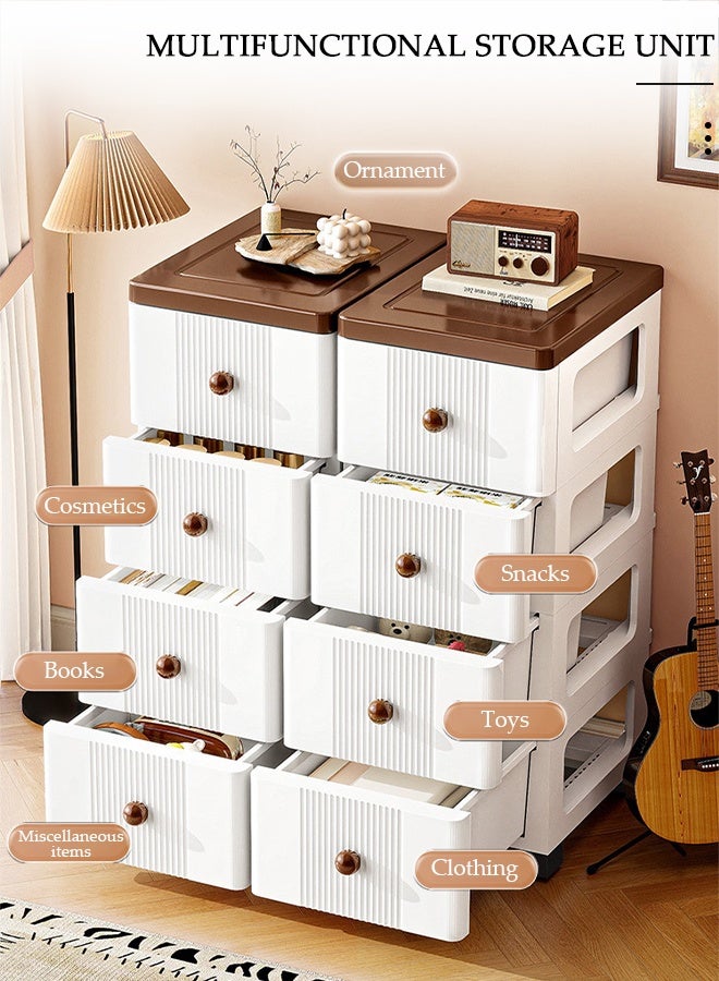 DUNISO 5-Layer Narrow Storage Cabinet  with Wheels，Multifunctional Drawer Plastic Wardrobe，Storage Drawer Units Kitchen Crevice Storage ，Storage Cabinet for Toys，Snacks，Books - Image 3