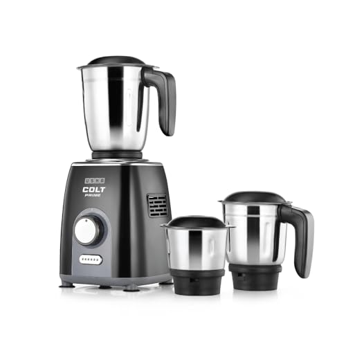 USHA Colt Prime Mixer Grinder| 500W| Powerful 100% Copper Motor| Rust Resistant Stainless Steel Jars & Blades| Uniform Grinding with 3 Jars| 5 Years Motor Warranty - Image 1