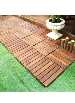 HOME TASTE Hometaste Wooden Decking Tiles Hardwood Wood Flooring Deck Patio Outdoor Garden Floor Interlocking Balcony Roof Terrace Office Tile Waterproof Balcony Flooring  - Image 5