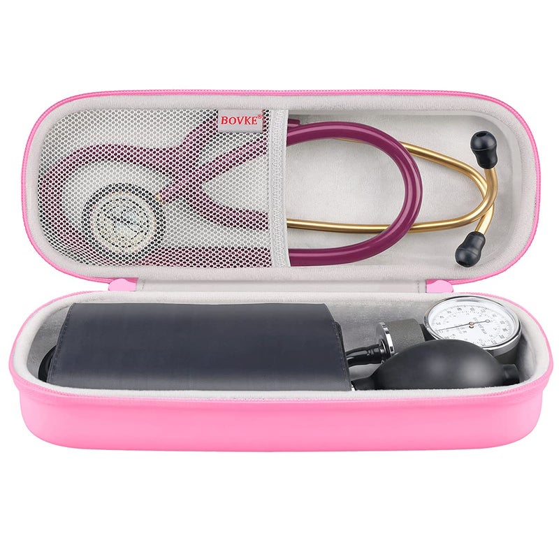 BOVKE Travel Carrying Case Compatible With 3M Littmann Classic III, Lightweight II S.E, MDF Acoustica Deluxe Stethoscope, Extra Room for Medical Scissors EMT Trauma Shears and LED Penlight, Pearl Pink - Image 2