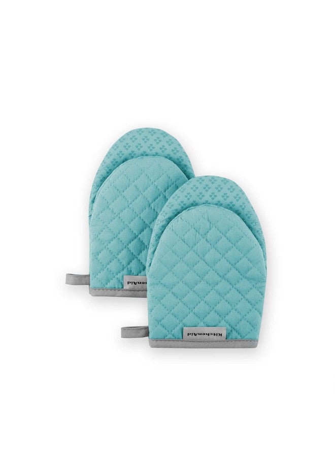 KitchenAid Asteroid Mini Oven Mitt, 5.5"x8", Aqua 2 Count - Image 1