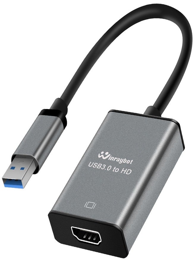 WinRaybot USB to HDMI Adapter for Laptop,USB hub,USB A 3.0 to HDMI Display Expander (USB 3.0-Silver) - Image 1