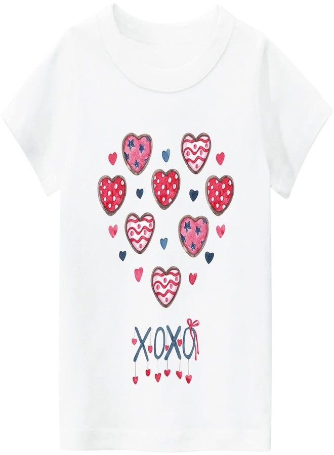 Tkria Baby Girl Shirt for Valentine Love Heart Printed Short Sleeve Love Heart Graphic Tshirts Toddler Outfits 2T - Image 1