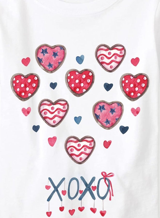 Tkria Baby Girl Shirt for Valentine Love Heart Printed Short Sleeve Love Heart Graphic Tshirts Toddler Outfits 2T - Image 5