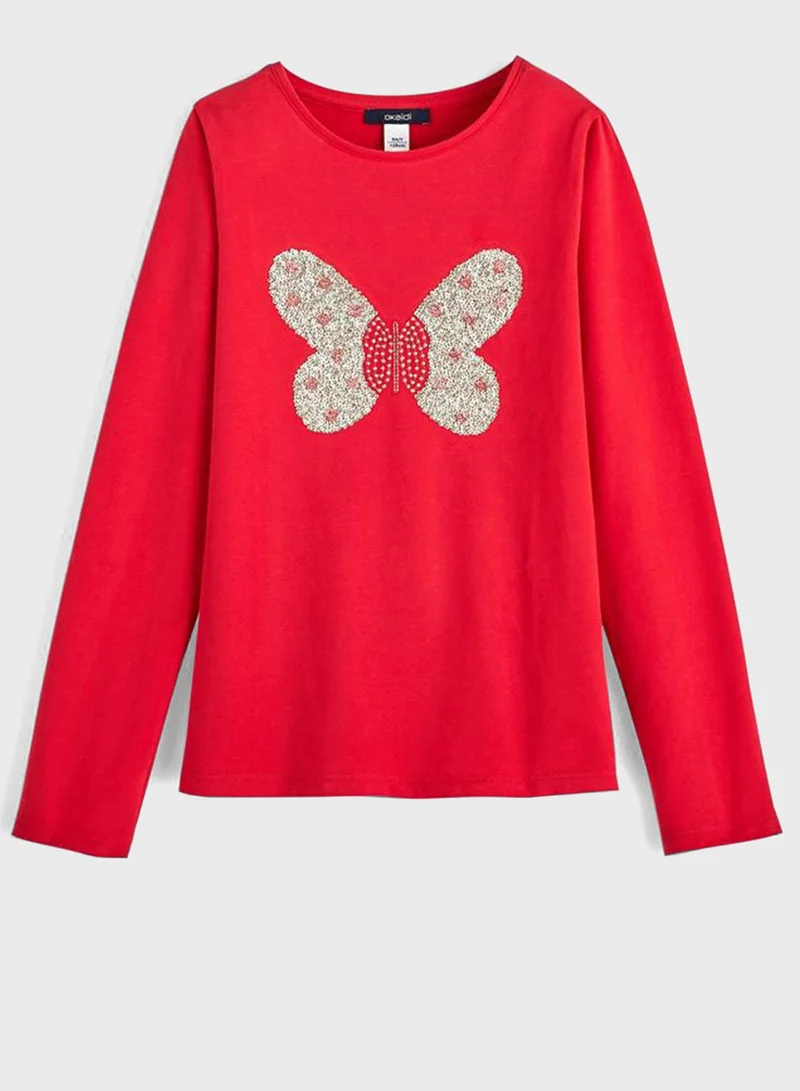 Okaidi Obaibi Kids Butterfly Sequin T-Shirt