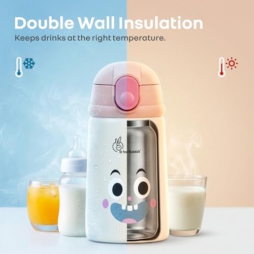 R for Rabbit Steebo Smiley Stainless Steel Straw Sipper Bottle for Kids & Toddler, Leak & Spill Proof | BPA Free Soft Silicone Straw | 300ml Drinking Sippy Cup for 12+ Months (Smiley Blue) - Image 4
