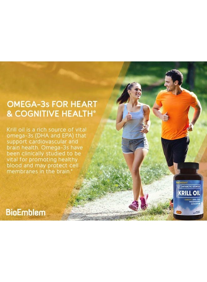 BioEmblem Antarctic Krill Oil Supplement | 1000mg | Omega-3 Oil with High Levels of EPA + DHA, Astaxanthin, and Phospholipids | No Fishy Aftertaste | 60-Count Non-GMO Softgels - Image 4