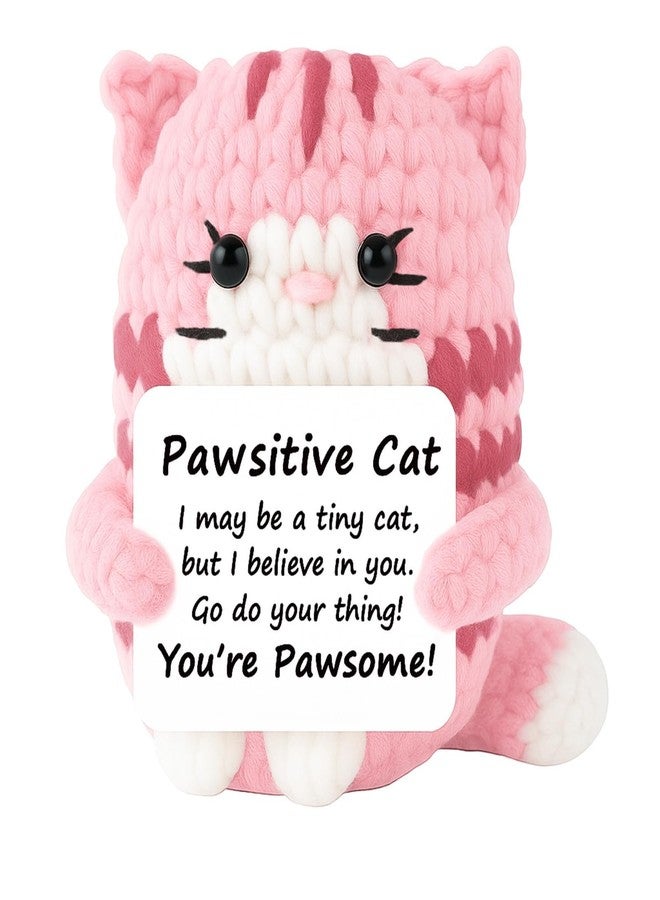 BharatBazaar Crochet Toys, Handmade Cat Crochet Animals, Cute Crochet Gift for Home and Office Decor, Emotional Support Animal Toy, Cute Things for Study Table Desk Decoration (8x6 cm, Pink) - Image 1