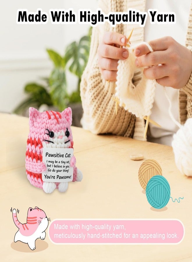 BharatBazaar Crochet Toys, Handmade Cat Crochet Animals, Cute Crochet Gift for Home and Office Decor, Emotional Support Animal Toy, Cute Things for Study Table Desk Decoration (8x6 cm, Pink) - Image 4