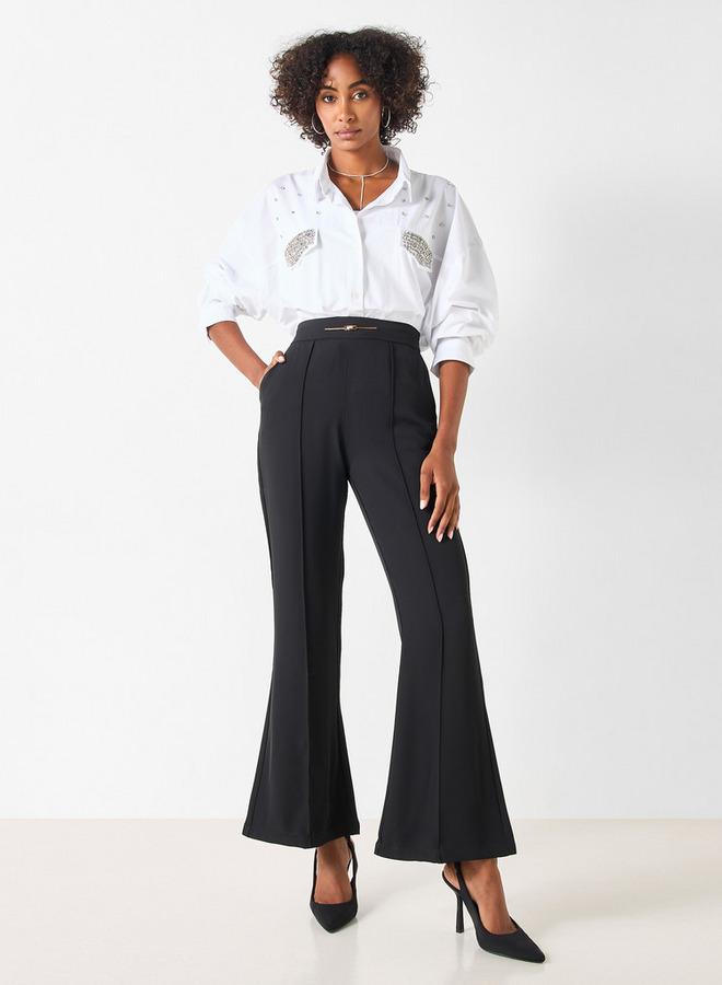 2Xtremz Solid Pants with Elasticated Waistband and Metal Accent - Image 2