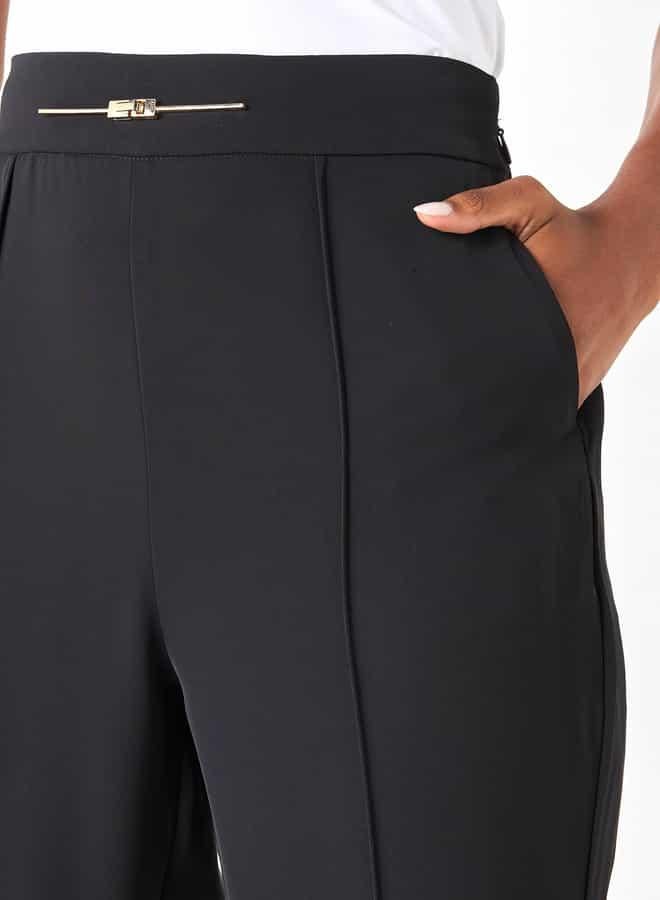 2Xtremz Solid Pants with Elasticated Waistband and Metal Accent - Image 4