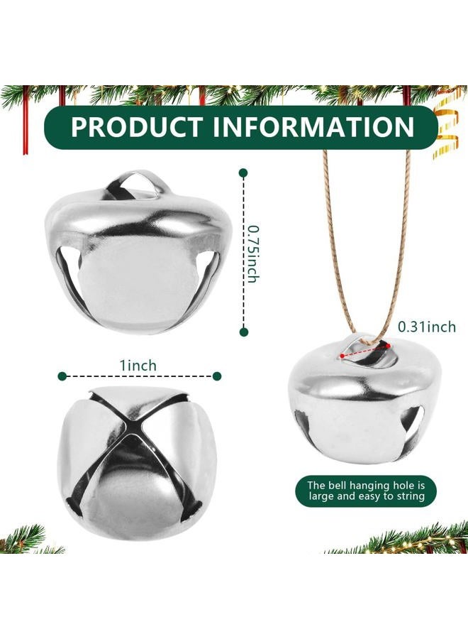 KISEER 100 Pcs Jingle Bells Bulk, 1 Inch Craft Bells for DIY Christmas Home Decoration (Silver) - Image 2