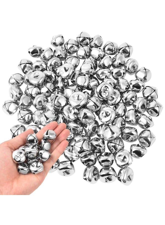 KISEER 100 Pcs Jingle Bells Bulk, 1 Inch Craft Bells for DIY Christmas Home Decoration (Silver) - Image 1