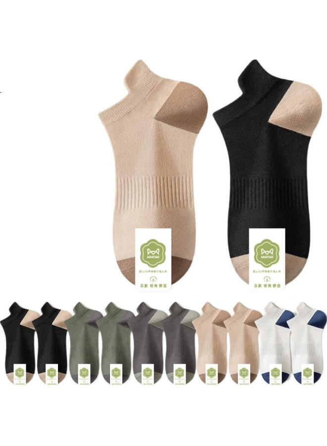 Miiow 10 Pairs Of Men'S Short Socks【7A Antibacterial And Deodorant Socks】Men'S Summer Thin Cotton Socks Sports Sweat-Absorbent Boat Socks For Men - Image 2