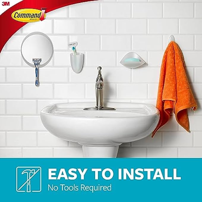 Command Bath Razor Holder Clear Frosted 1Holder 1 WaterResistant Strip Organize DamageFree - Image 5