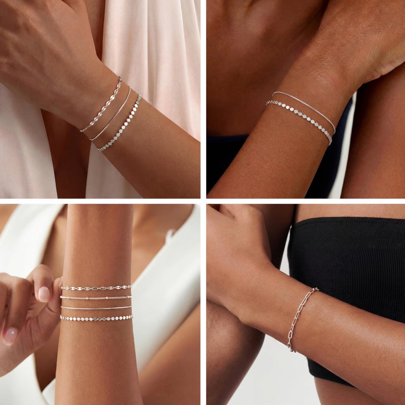 MBW Silver Plated Bracelets for Women Trendy, Dainty Bracelets for Women Chain Bracelet Stack Set Waterproof Jewelry Minimalist Simple Small Thin Bracelet for Women Gift - Image 2