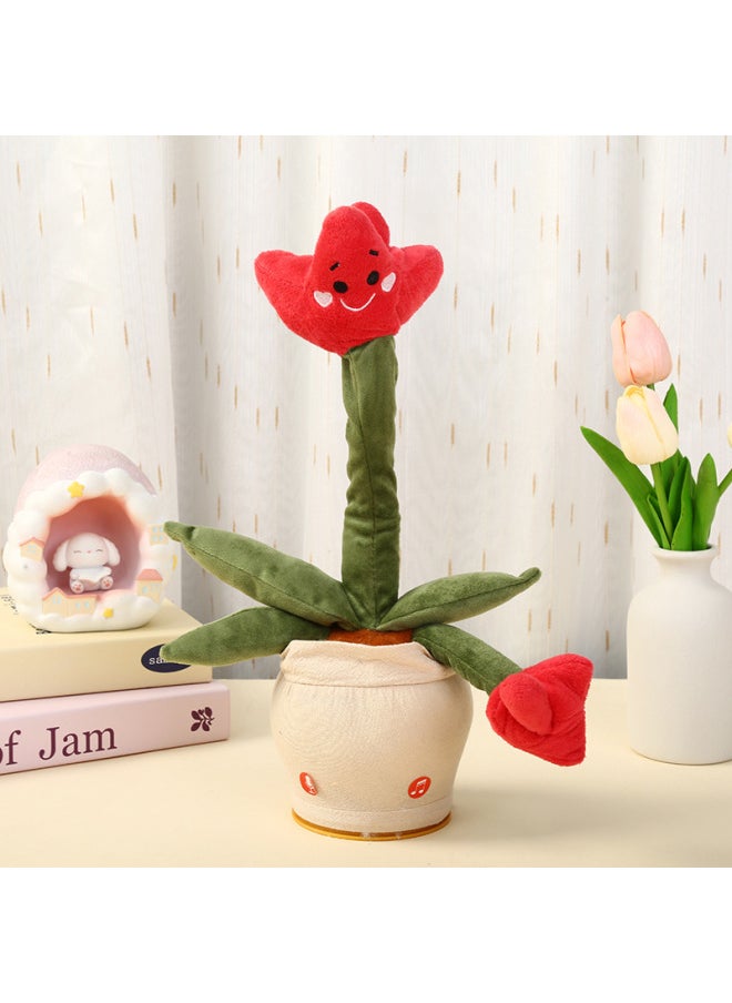 Net Red With Electric Tulip Cactus Can Sing And Learn To Speak Luminous Plush Toys Birthday Gifts Wholesale-Color:Red-Specifications:Organic Core  - Image 3