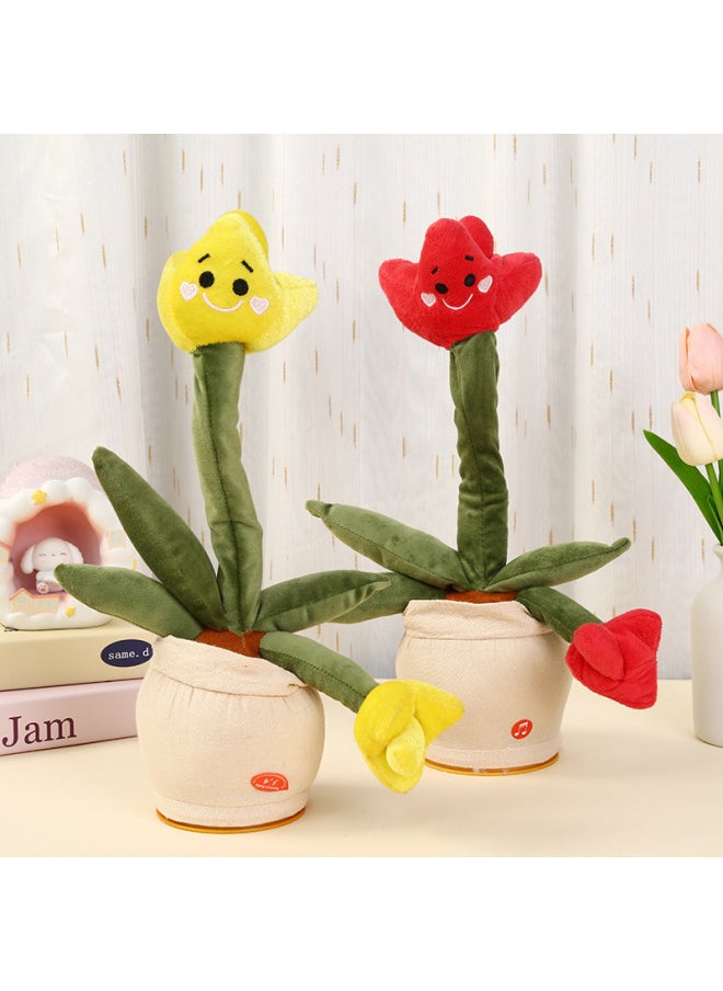 Net Red With Electric Tulip Cactus Can Sing And Learn To Speak Luminous Plush Toys Birthday Gifts Wholesale-Color:Red-Specifications:Organic Core  - Image 2