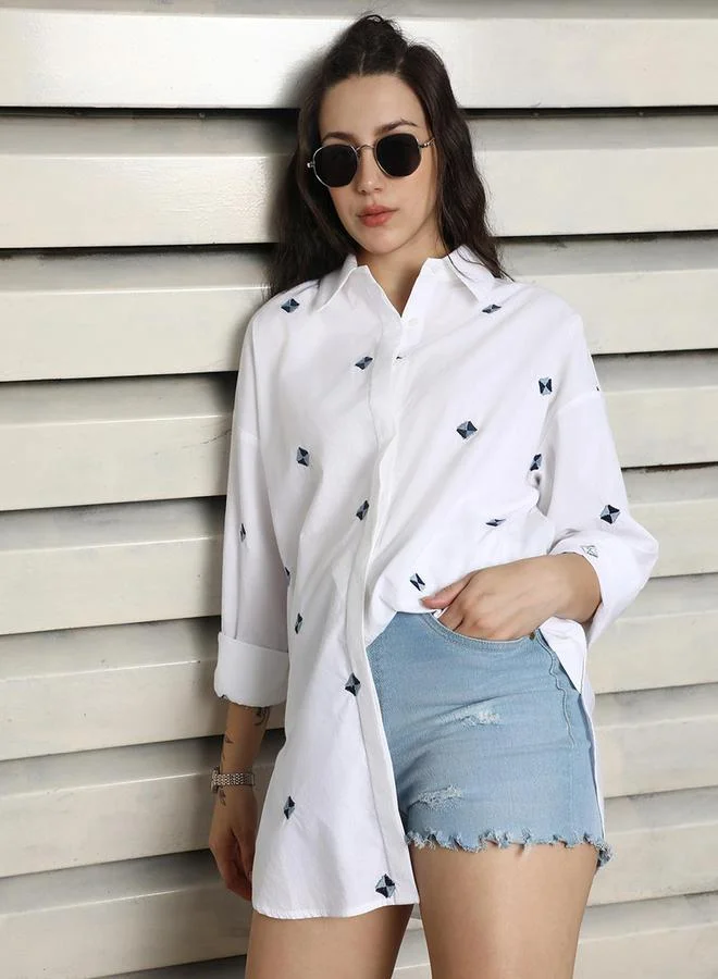 HIGH STAR Embroidered Oversized Casual Shirt by Styli