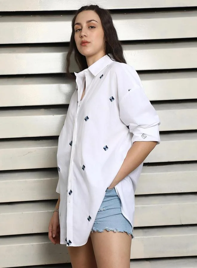 HIGH STAR Embroidered Oversized Casual Shirt by Styli