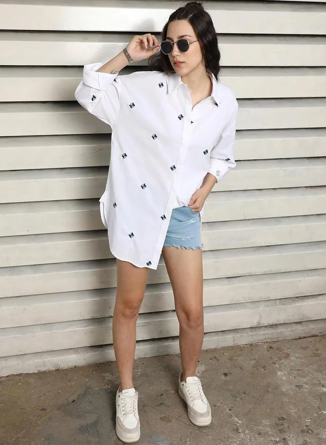 HIGH STAR Embroidered Oversized Casual Shirt by Styli