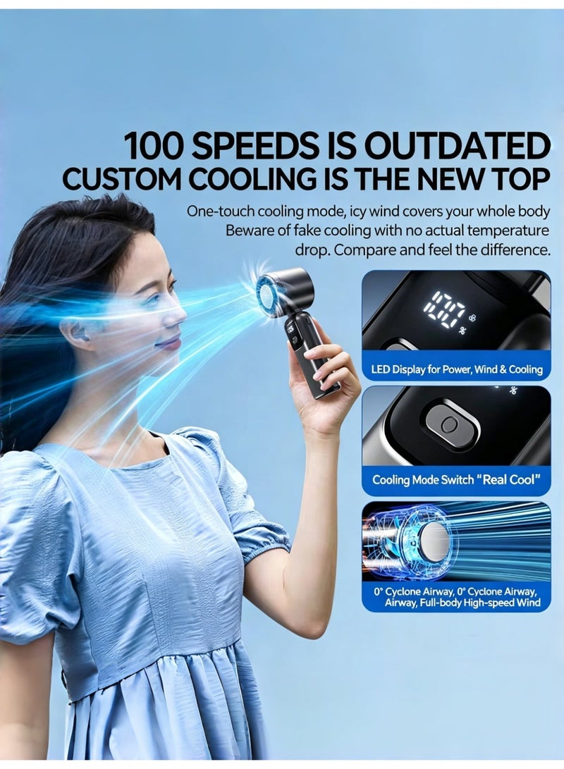 Valiant Glow 3-in-1 Portable Handheld Cooling Fan | Features a digital display and semiconductor cooling technology, offering long battery life, a foldable design, and powerful airflow | Supports 100-level speed adjustment and includes a clip/lanyard attachment design | Supports Type-C fast charging; suitable for home, travel, outdoor, and office use (Newly Upgraded Version). - Image 3