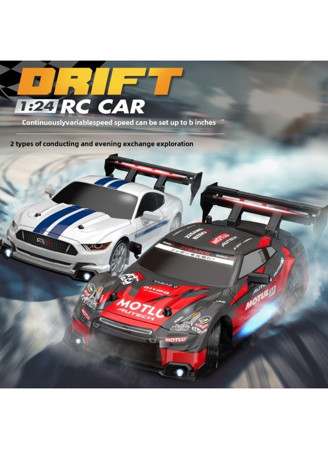 Explosions 1:16 High-speed Tail-flick Drift Four-wheel Drive Remote Control Racing Car Rechargeable With Light Stepless Speed GTR-Color:1:24 8605 Ford Black Green (477g)  - Image 5