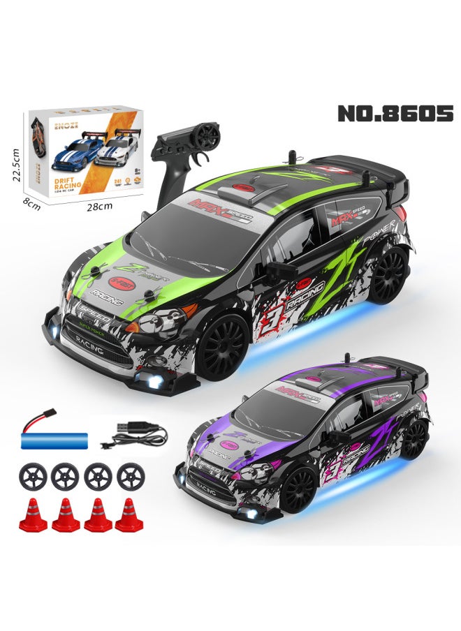 Explosions 1:16 High-speed Tail-flick Drift Four-wheel Drive Remote Control Racing Car Rechargeable With Light Stepless Speed GTR-Color:1:24 8605 Ford Black Green (477g)  - Image 1
