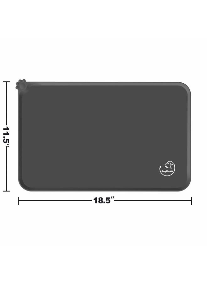 Juqiboom Silicone Waterproof Dog Cat Pet Feeding Mats, Non Slip, Easy Clean Pet Dog Cat Bowl Mats Placemat (18.5" x 11.5") Grey - Image 3