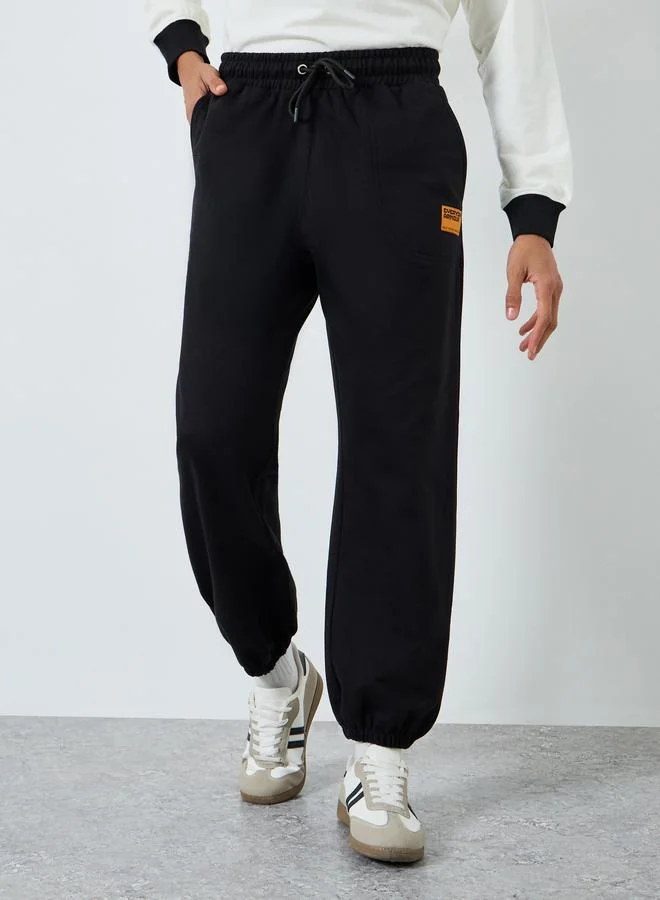 Men Oversized Fleece Patch Detail Joggers