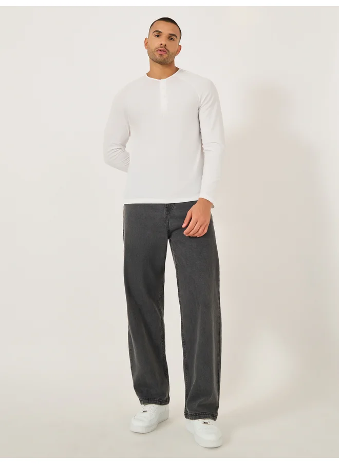 Take Two Take Two Solid Henley Neck Slim Fit T-Shirt