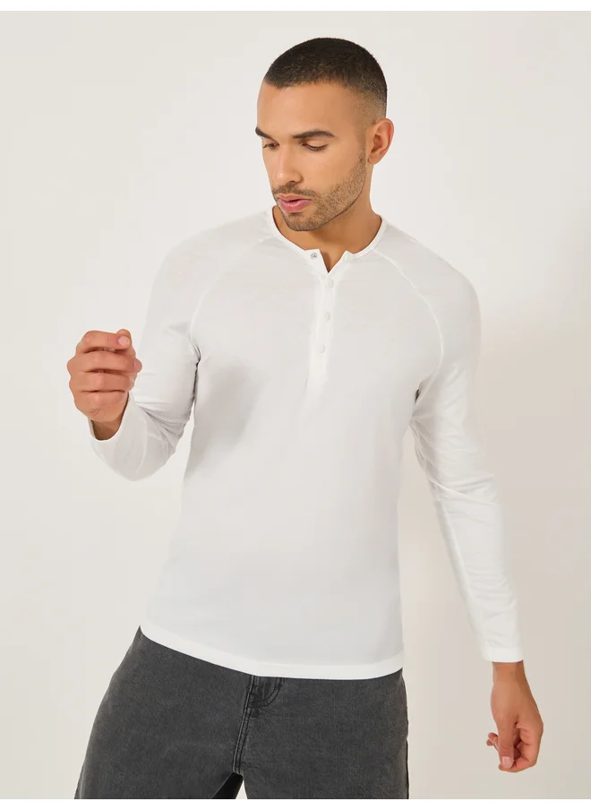 Take Two Take Two Solid Henley Neck Slim Fit T-Shirt