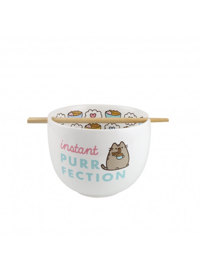 Enesco Pusheen The Cat Instant Purr-Fection Ramen Noodle Bowl and Chopsticks, 5.5 Inch, Multicolor