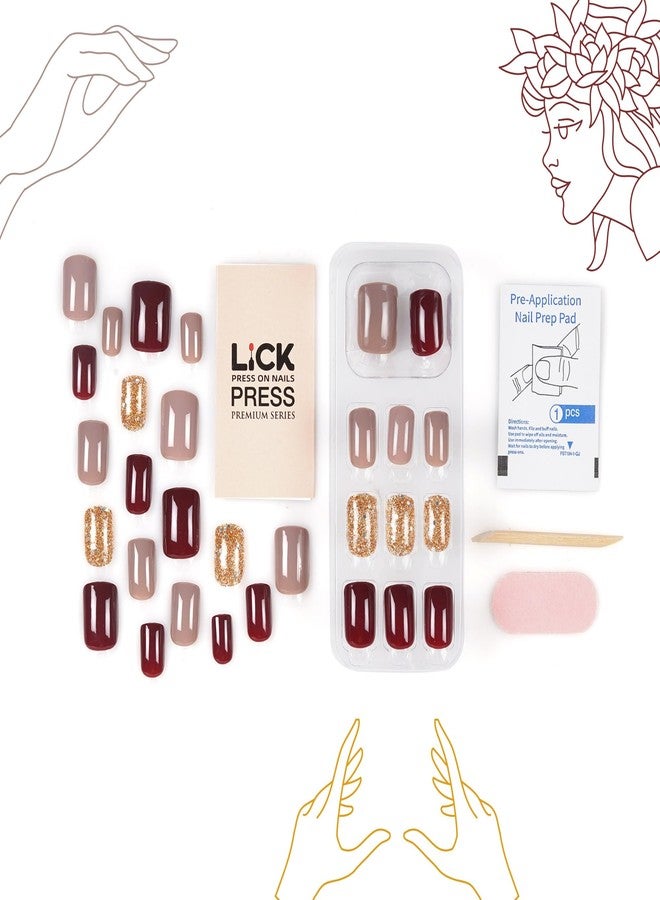 Lick Deep Red Artificial Reusable Nails, Nail Art Kit, Fake Press on Nails, Nail Extension Kit, False Nails Set Of 24 Pcs (No Glue Needed) - Image 4