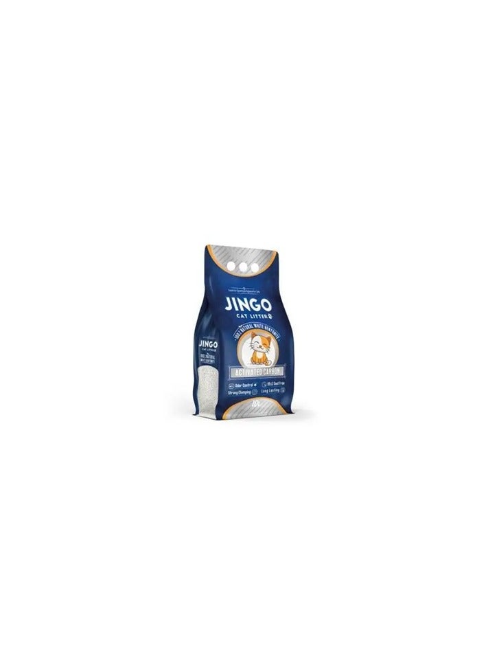 JINGO Jingo cat litter 100% natural white bentonite activated carbon 10 liter