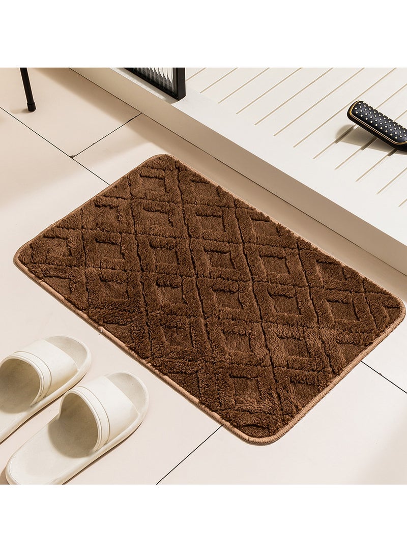Bathroom Rugs Bath Mat 38 By 58 CM Non Slip Fluffy Soft Plush Microfiber Shower Carpet Rug Machine Washable Quick Dry Ultra Bath Mats for Tub Bathroom and Shower Dark Beige.