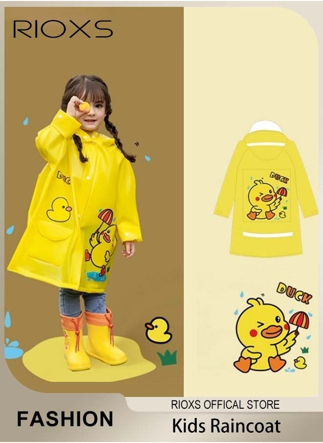RIOXS - Kids Boys Girls Toddler Raincoat With School Bag Cover Long Cartoon Rainwear Rain Ponchos With Hoods Rain Jacket Cape Reusable For Outdoor Climbing Cycling Hiking Camping - Image 1
