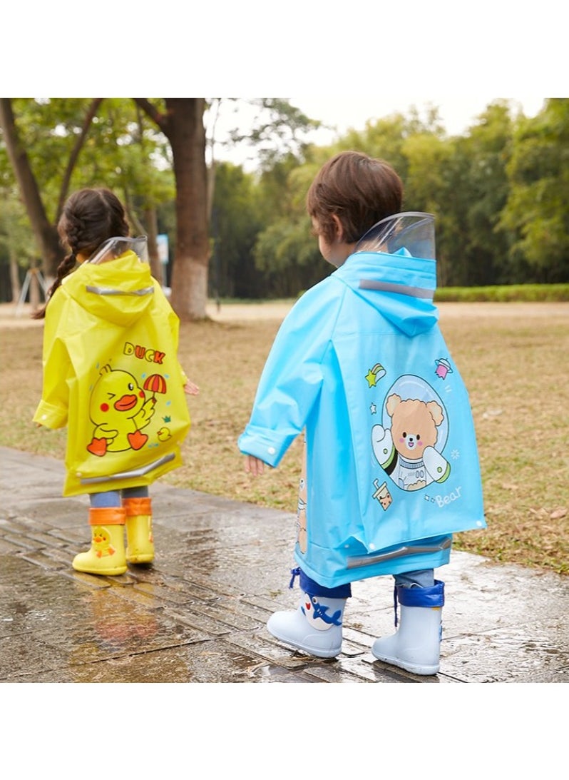 RIOXS - Kids Boys Girls Toddler Raincoat With School Bag Cover Long Cartoon Rainwear Rain Ponchos With Hoods Rain Jacket Cape Reusable For Outdoor Climbing Cycling Hiking Camping - Image 1