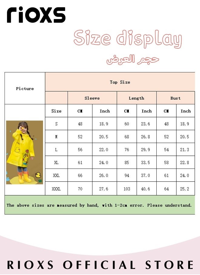 RIOXS - Kids Boys Girls Toddler Raincoat With School Bag Cover Long Cartoon Rainwear Rain Ponchos With Hoods Rain Jacket Cape Reusable For Outdoor Climbing Cycling Hiking Camping - Image 1