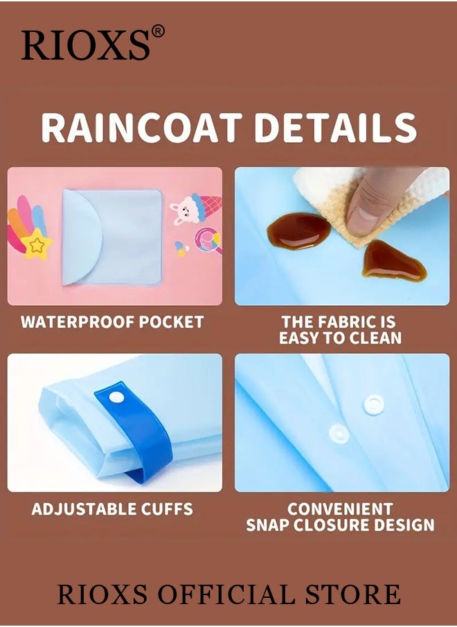RIOXS - Kids Boys Girls Toddler Raincoat With School Bag Cover Long Cartoon Rainwear Rain Ponchos With Hoods Rain Jacket Cape Reusable For Outdoor Climbing Cycling Hiking Camping - Image 1